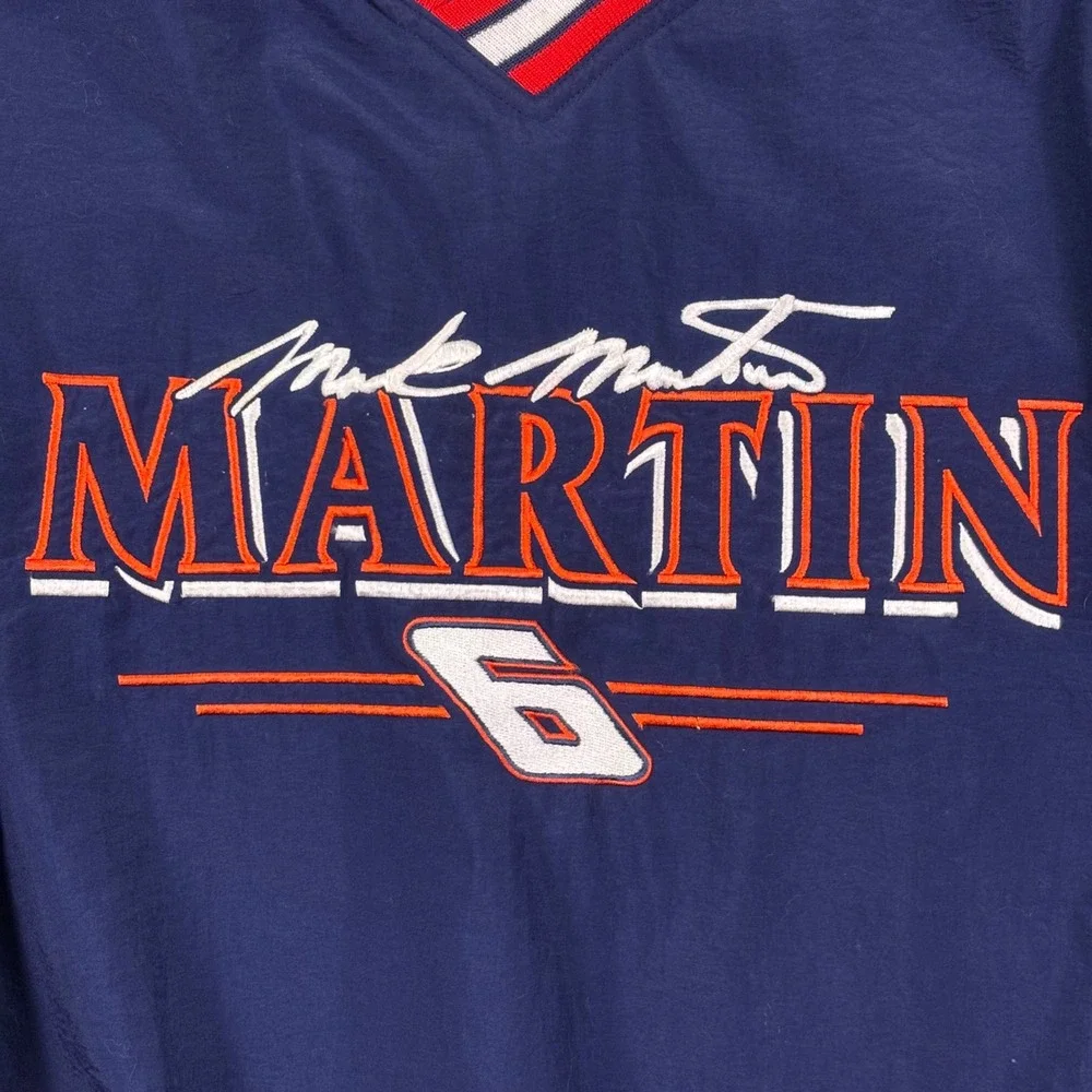 Vtg Chase Authentics Mens Windbreaker L‎ Navy Blue Mark Martin Valvoline Racing